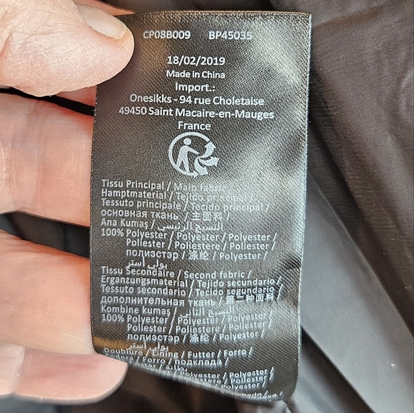 Ikks Women Moto Bomber Cropped Puffer Jacket Sz L Black Quilted Shell Rib Cuff - Picture 9 of 13